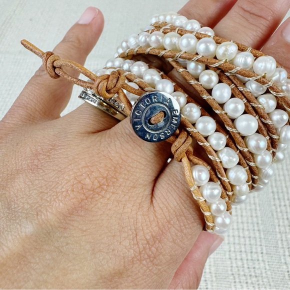 Victoria Emerson Prestack Pearl and Crystal Bracelet Set of Two - Picture 3 of 6